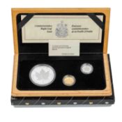 Kanada - Elisabeth II. 3-tlg. Maple Leaf Set mit Silber, Gold und Platin 1989 PP