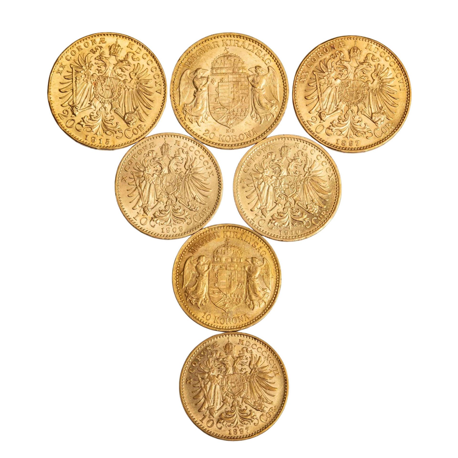 Österreich-Ungarn /GOLDlot - Franz Josef I. 7 x Goldmünzen mit insg. ca. 30 g fein - Bild 2 aus 2