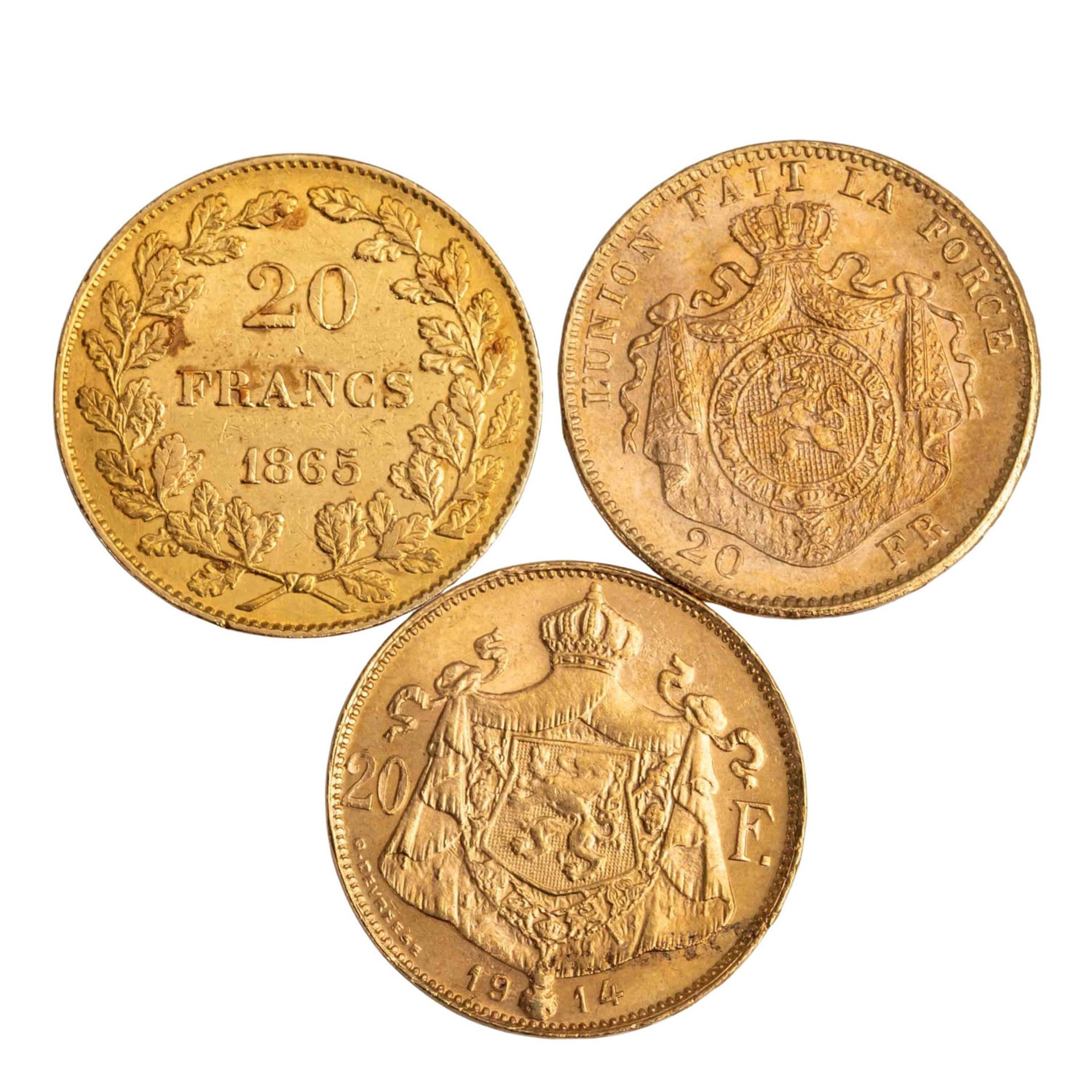 Belgien /3-tlg. GOLDlot - 20 Francs  - Bild 2 aus 2