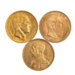 Belgien /3-tlg. GOLDlot - 20 Francs 