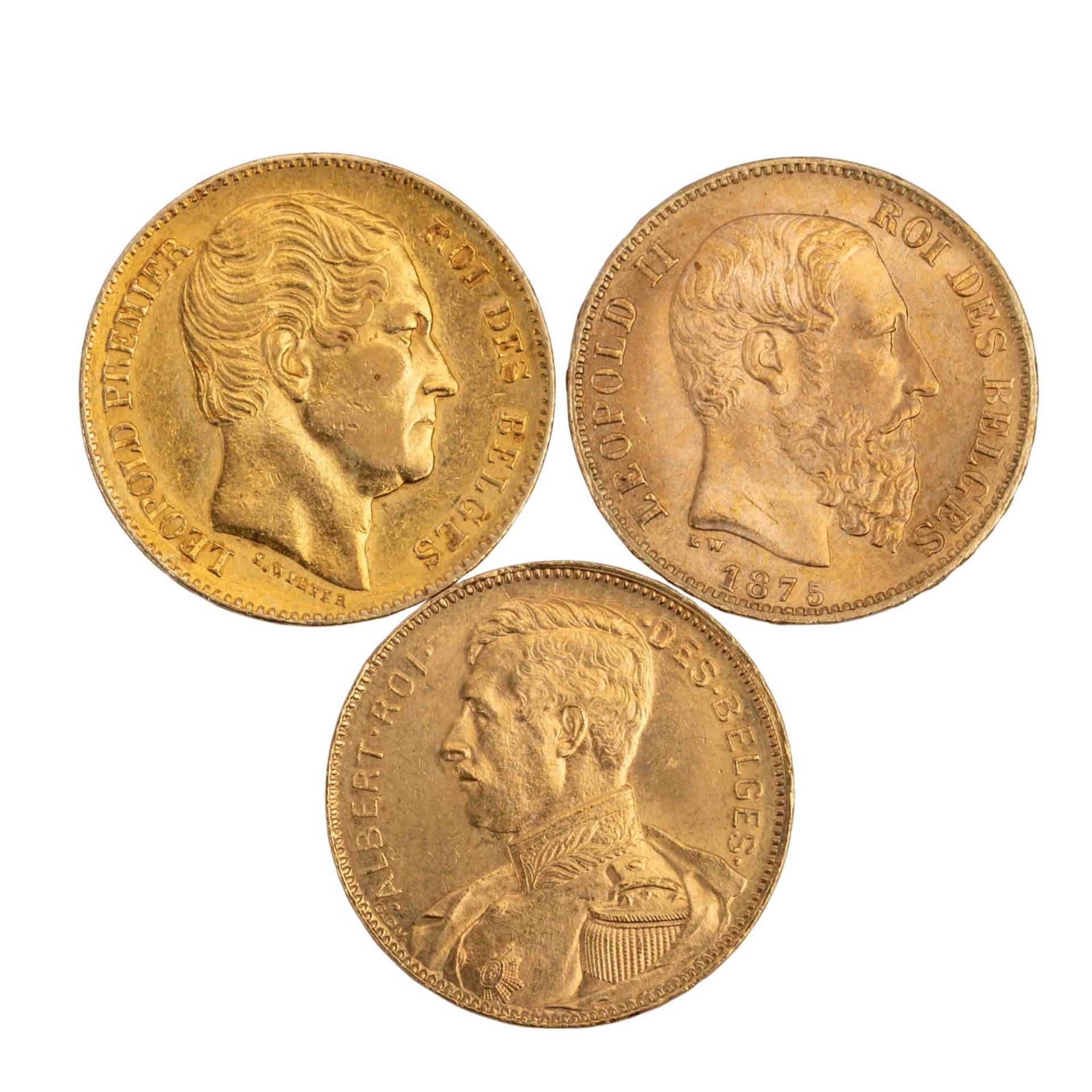 Belgien /3-tlg. GOLDlot - 20 Francs 