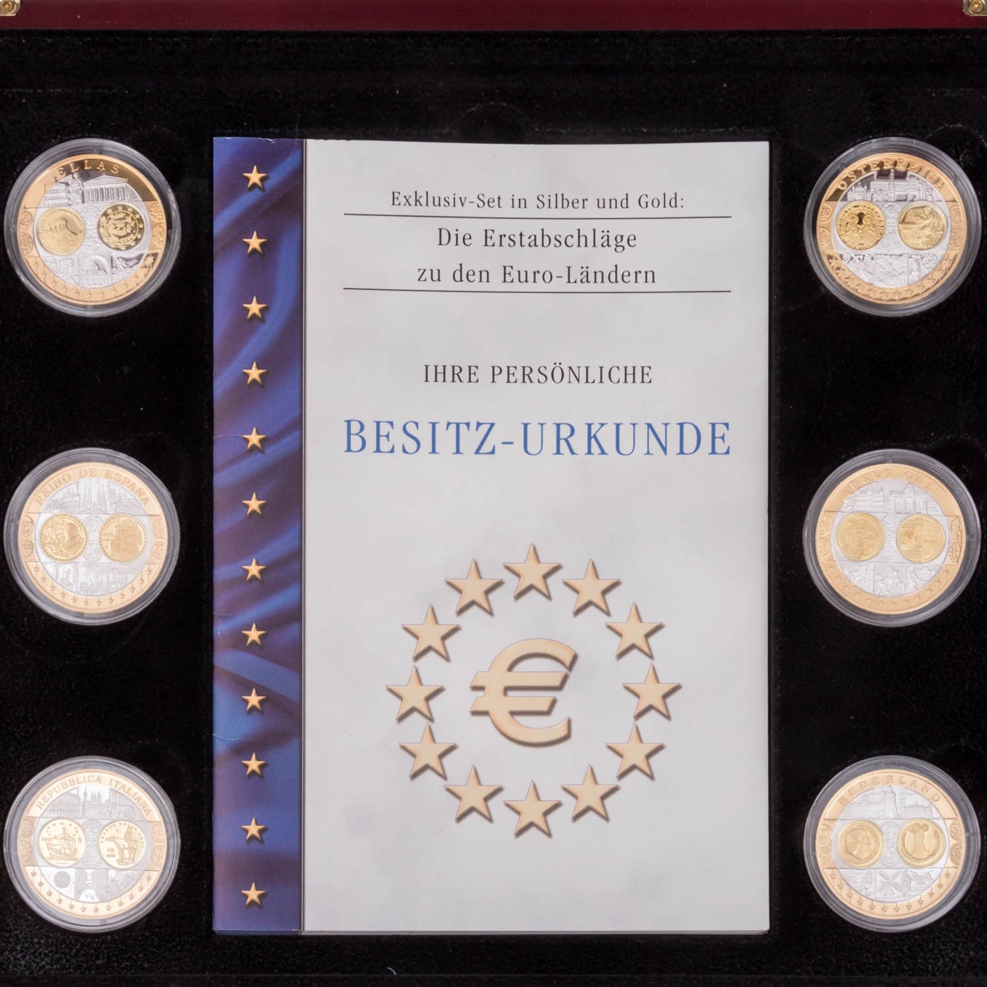 2x Silber Set 'Die Erstabschläge zu den Euroländern', - Bild 7 aus 8