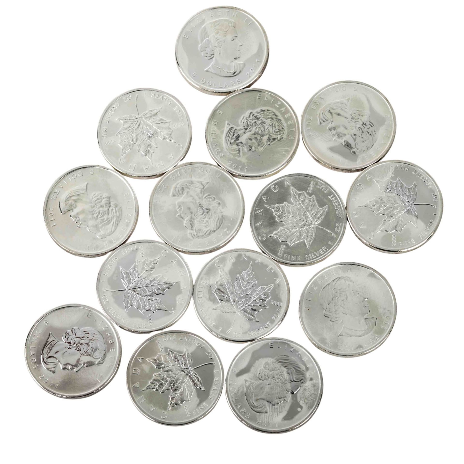 Konvolut aus 75 Silberunzen mit insgesamt ca. 2,3 kg Feinsilber,  - Bild 6 aus 7
