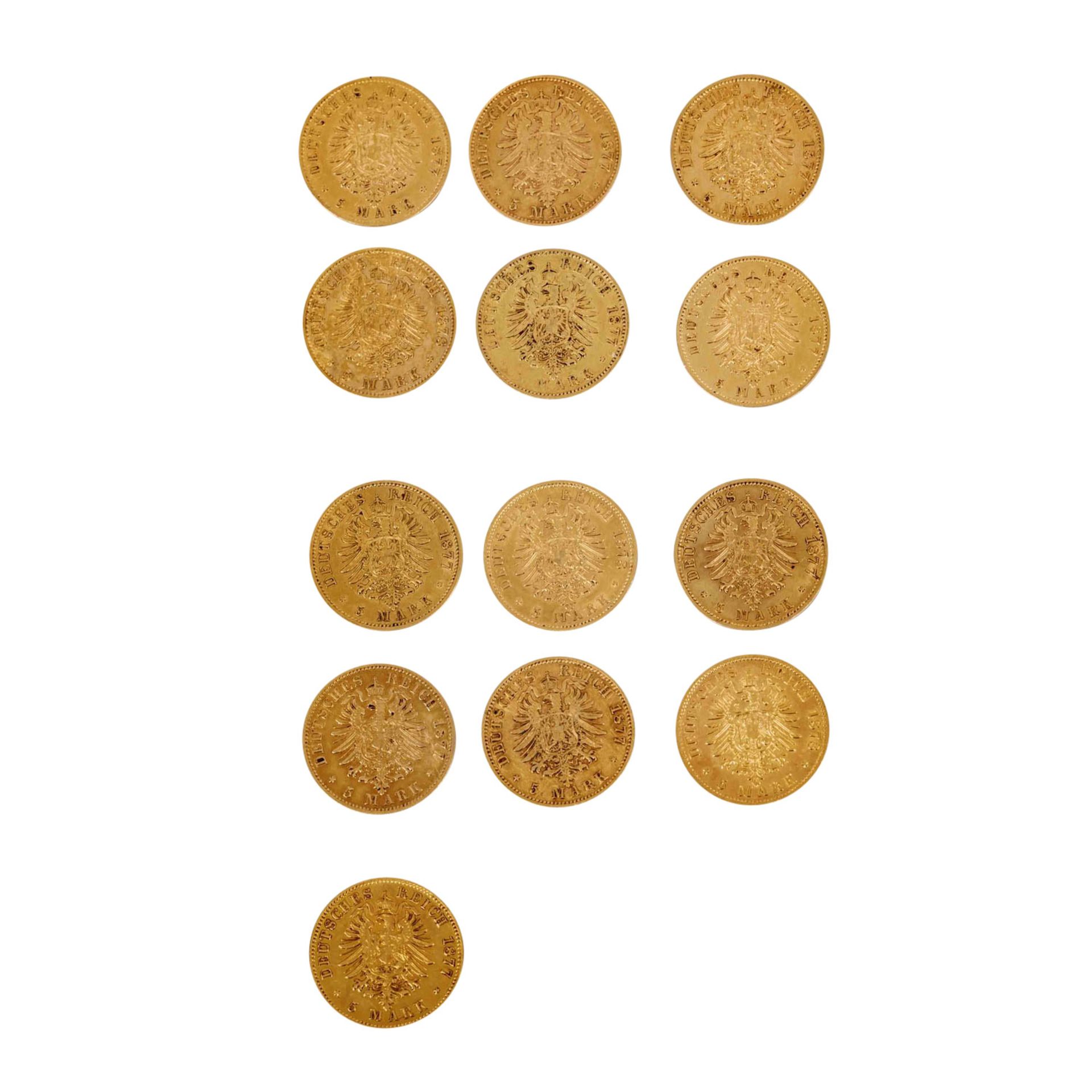 Deutsches Kaiserreich - Sammlung von 13 x 5 Mark, Gold,  - Bild 4 aus 5