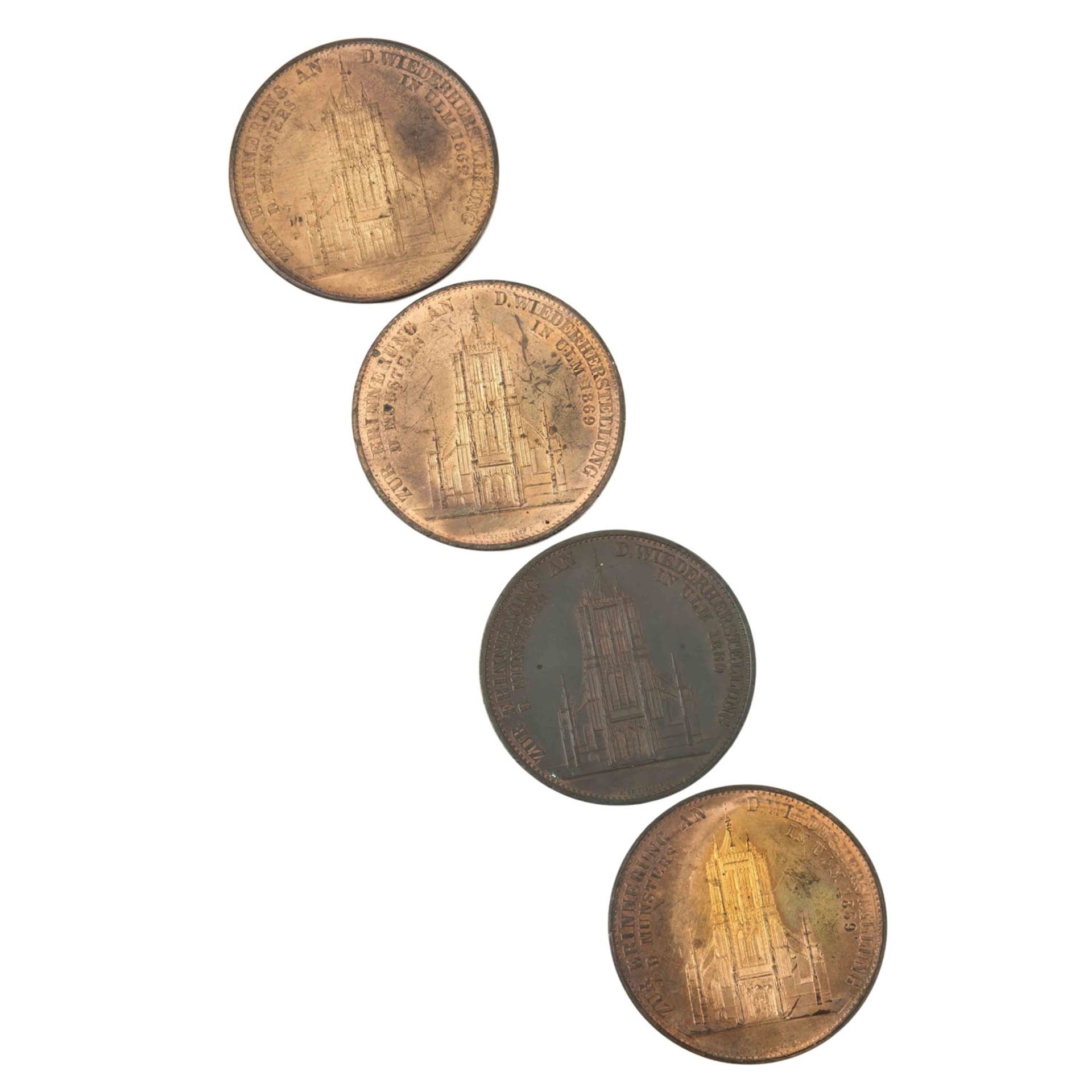 Württemberg/ Stadt Ulm - 4x Kupfermedaille 1869