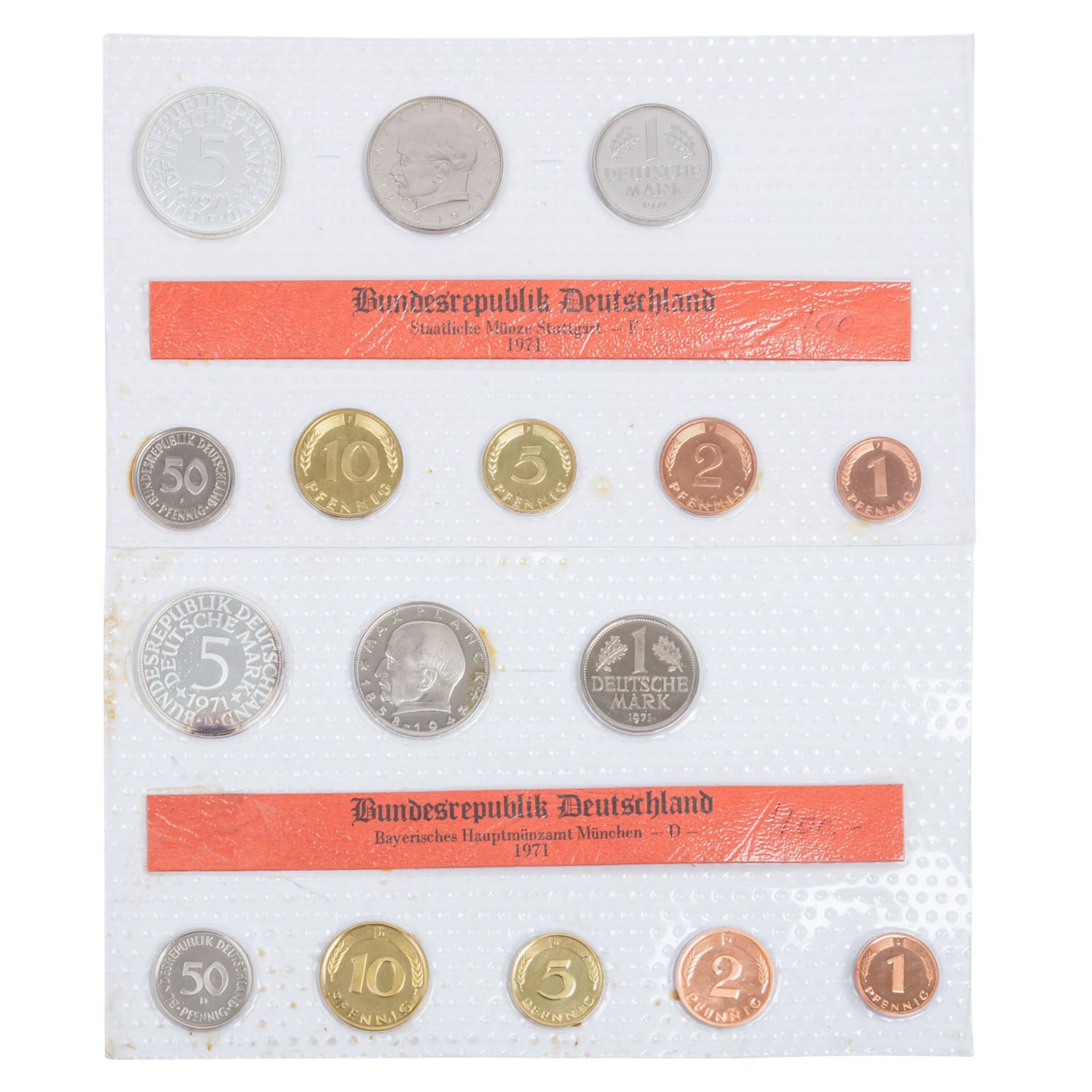 BRD - Kursmünzensätze (KMS) von 1971 D, F, 1972 D, J, 1973 D, J. 6 Stück. - Bild 4 aus 5