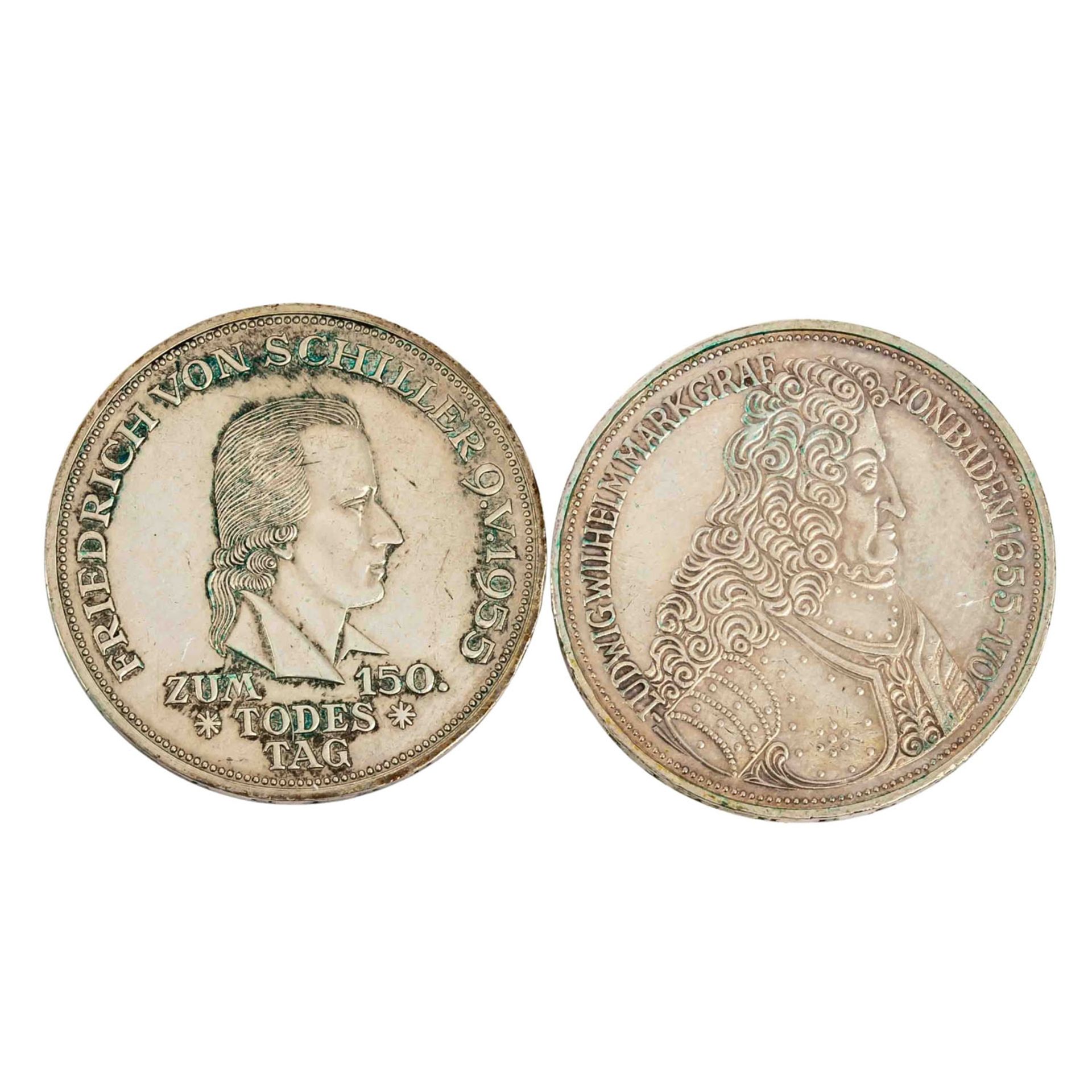 BRD/SILBER - 2x 5 DM Gedenkmünze,