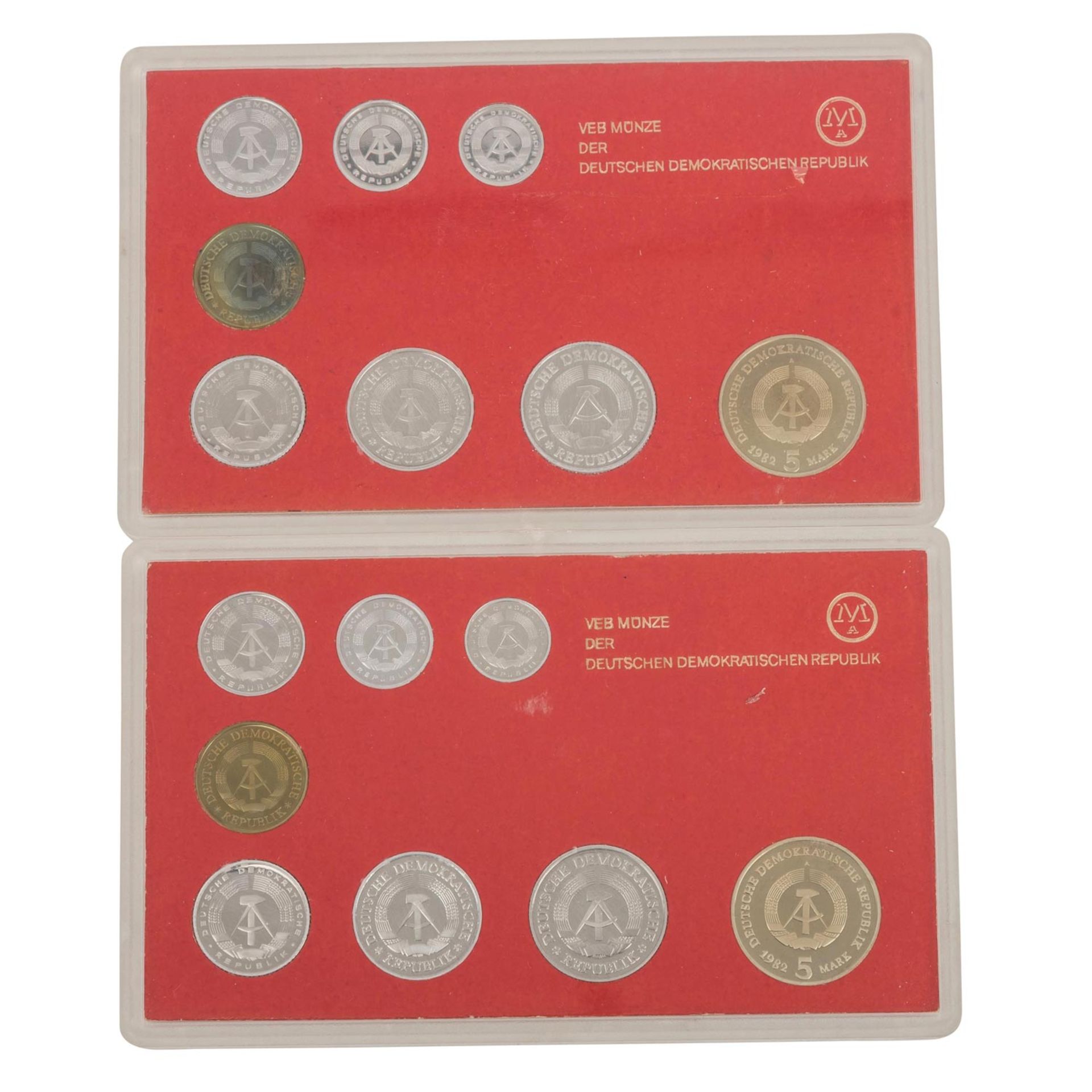 DDR - 2 x Kursmünzensätze 'Brandenburger Tor' 1982 in PP,  - Bild 2 aus 2