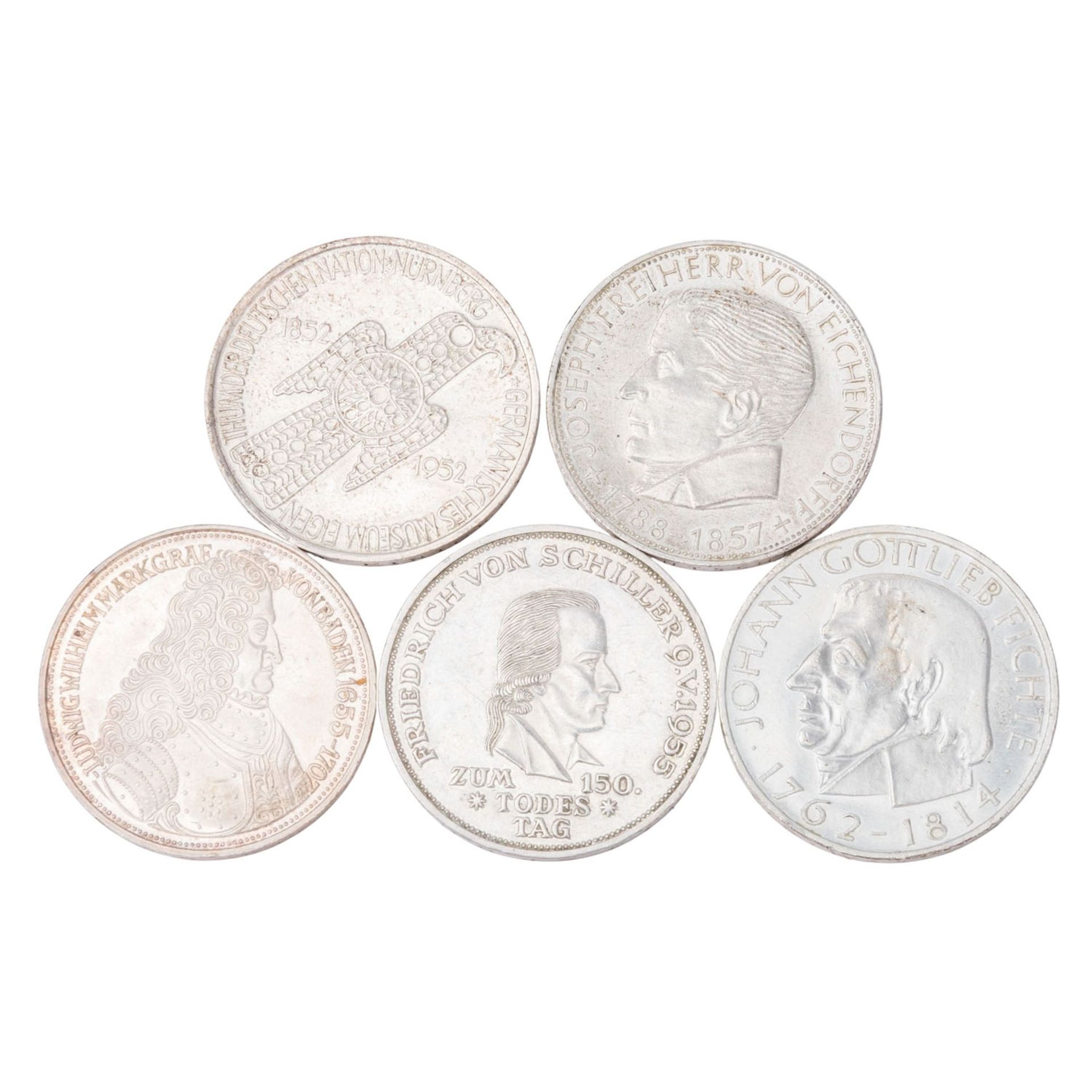 BRD Top 5 - 5 x 5 DM Gedenkmünzen,