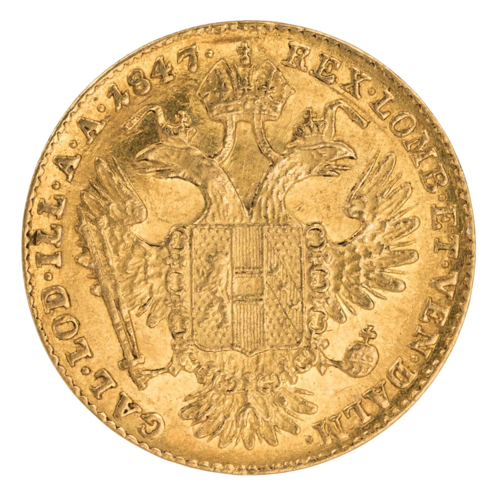 Kaiserreich Österreich /GOLD - Ferdinand I. 1 Dukat 1847-E - Bild 2 aus 2