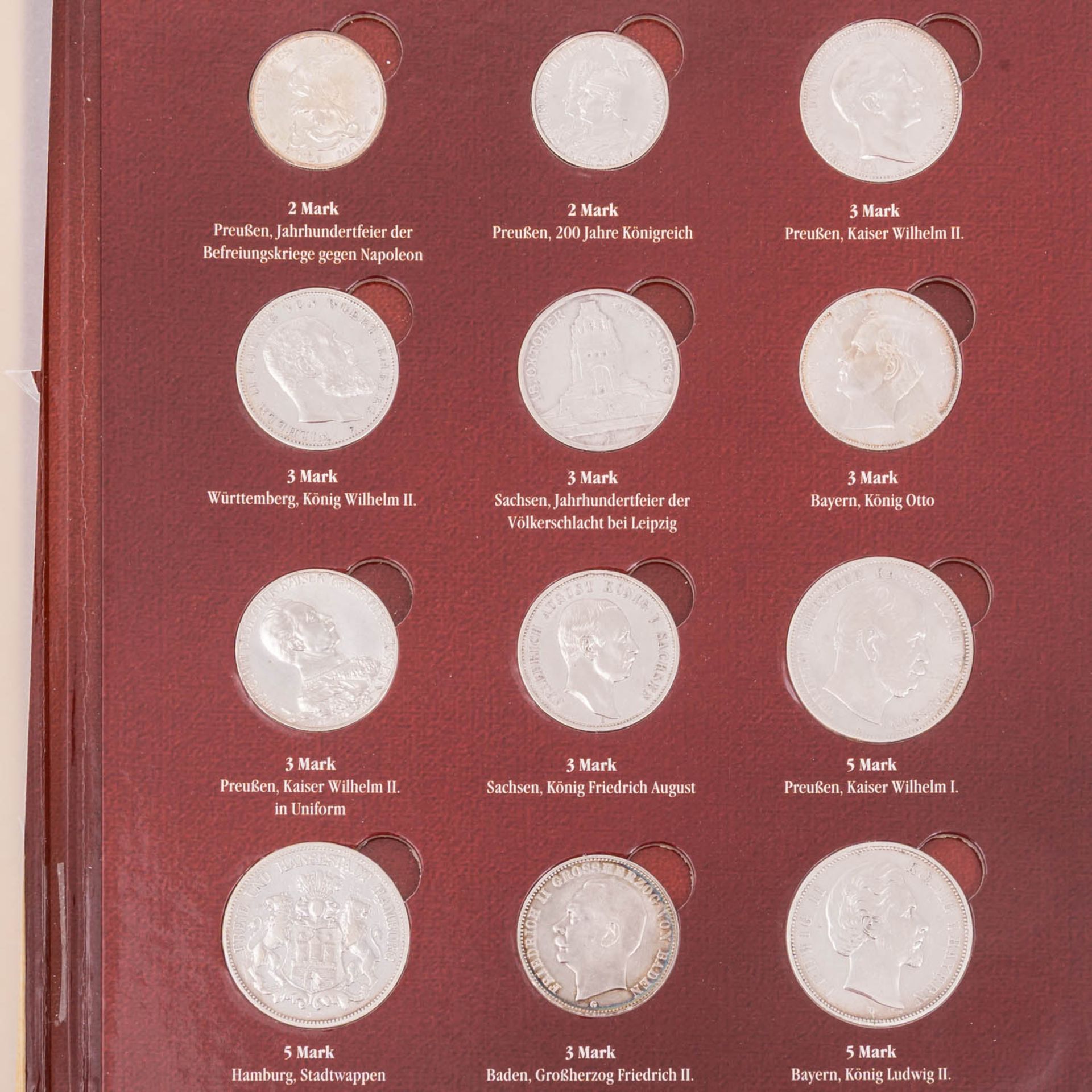 Deutsches Kaiserreich/SILBER - Folder mit 12x Münzen, - Bild 2 aus 3