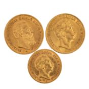 Deutsches Reich/GOLDlot Preußen 2x 20 Mark & 10 Mark zu insg. 17,91g Au fein