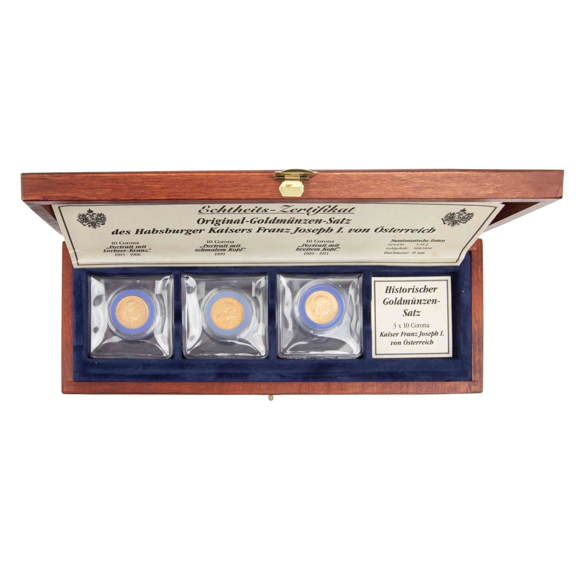 Österreich /3-tlg. Goldlot, Franz Josef I. 20 Kronen 