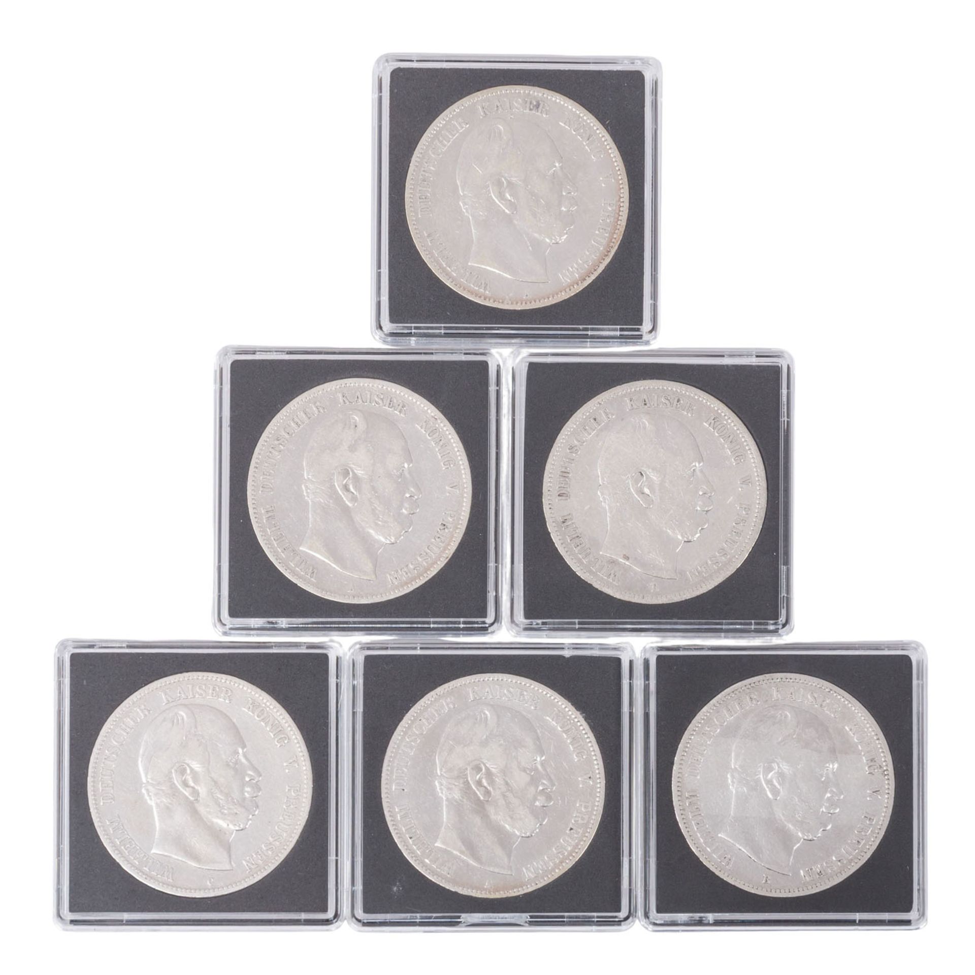 5 Mark Silberstücke aus dem Dt. Kaiserreich in einem kl. Koffer. Über 50 Stück. - Bild 4 aus 5