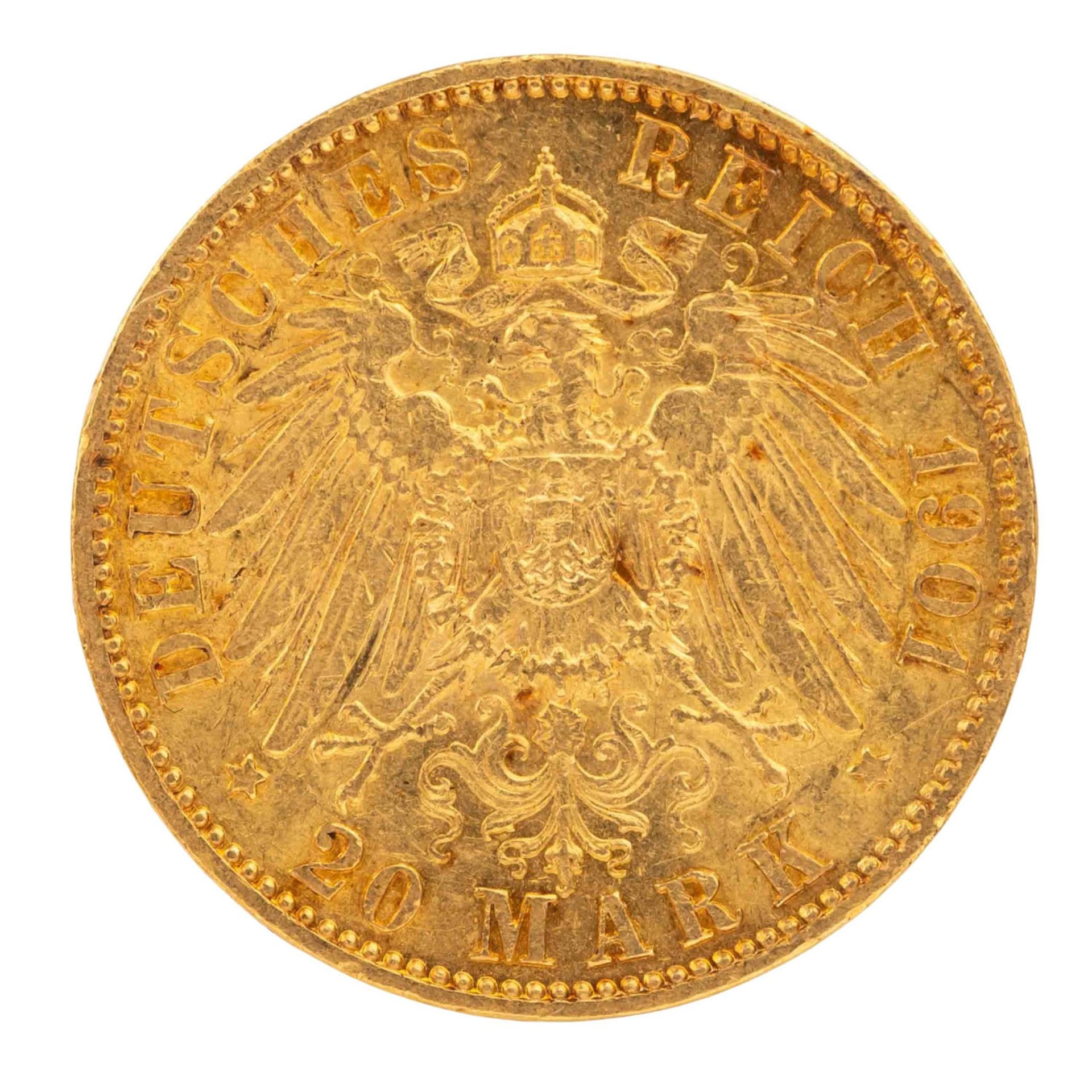 Dt. Kaiserreich, Hessen - Ernst Ludwig (1892-1918), 20 Mark 1901 - Bild 2 aus 2