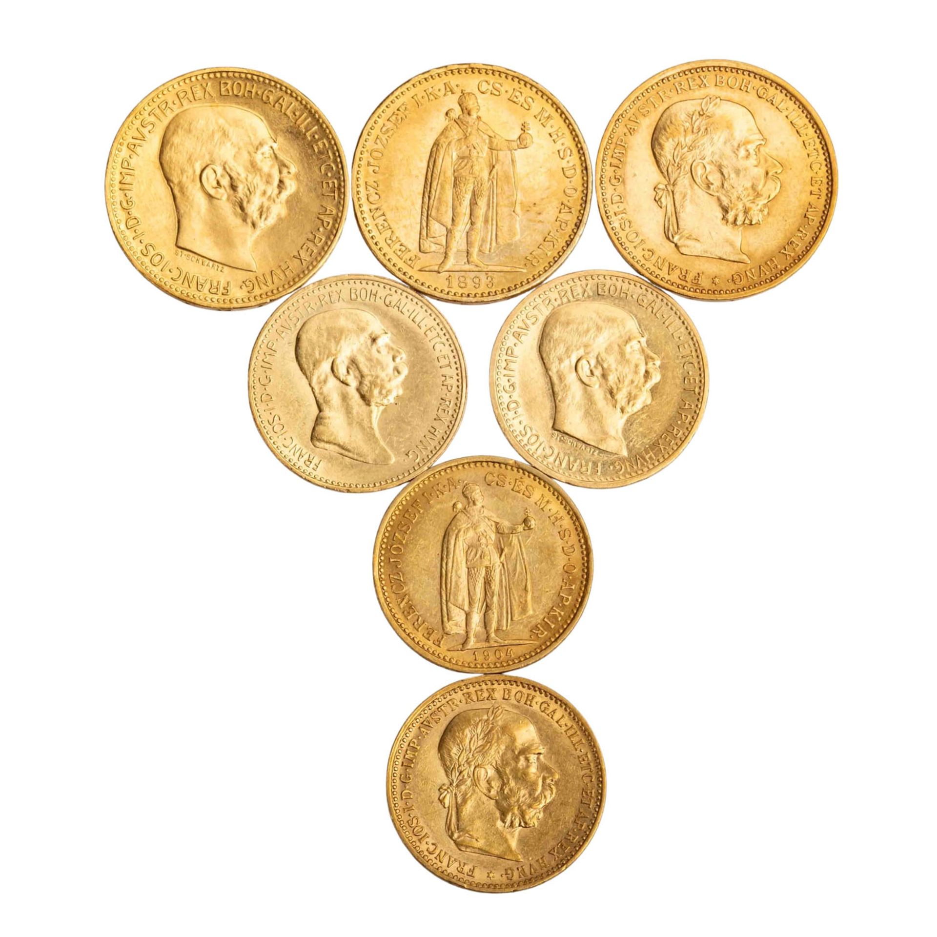 Österreich-Ungarn /GOLDlot - Franz Josef I. 7 x Goldmünzen mit insg. ca. 30 g fein