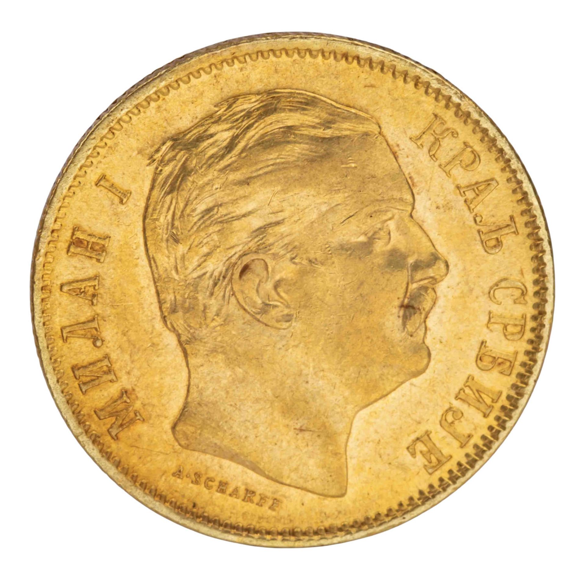 Serbien /GOLD - Milan I. Obrenovic, 10 Dinara 1882-V