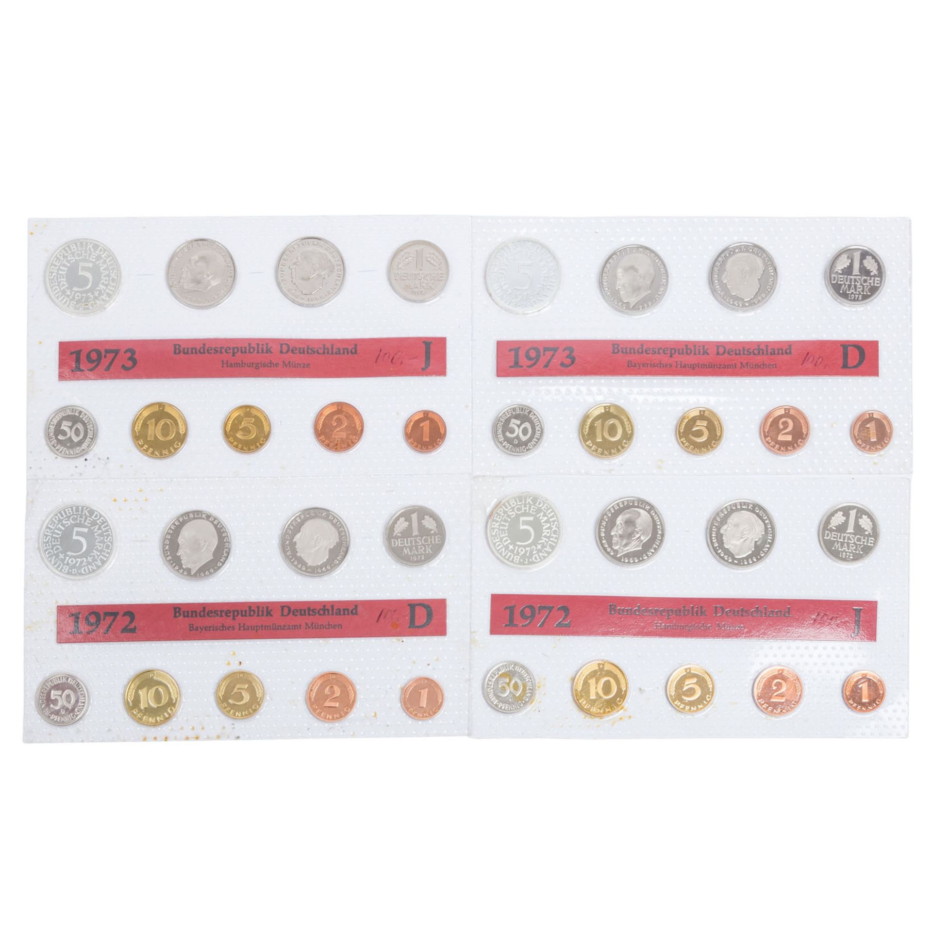 BRD - Kursmünzensätze (KMS) von 1971 D, F, 1972 D, J, 1973 D, J. 6 Stück. - Bild 2 aus 5
