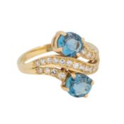 H.STERN Ring mit 2 Aquamarinen und Diamanten zus. ca. 0,42 ct,