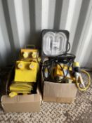 Selection of 110v Junction boxes and 110v extension leads and spot light. Please note this lot has