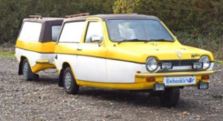 1976 Reliant Robin with matching trailer. Registration number NRO 856P. Mileage: 145,550.