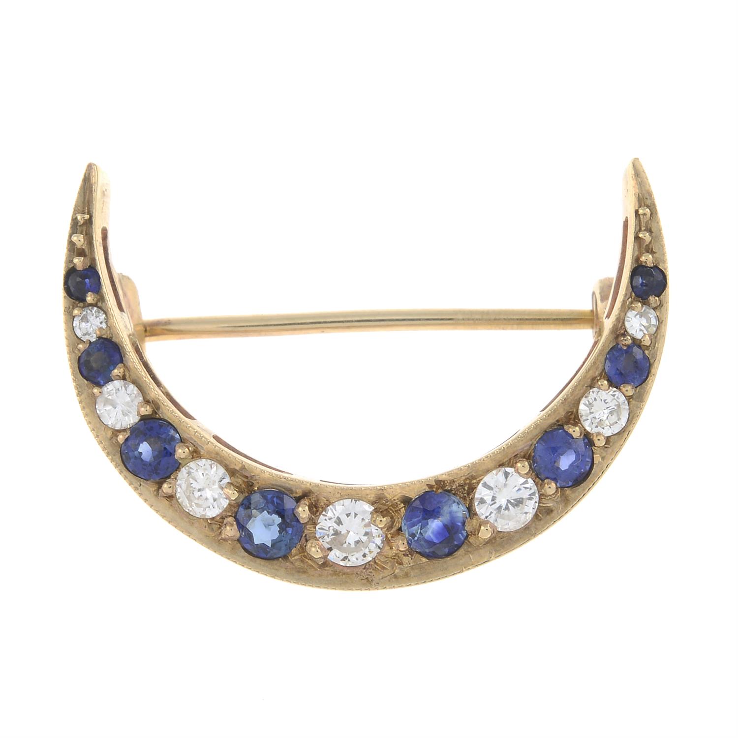 9ct gold sapphire & diamond brooch