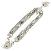 Silver four-row chain & slider bracelet
