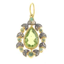 Peridot, emerald & diamond pendant
