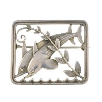 Mid 20th c. silver dolphin brooch, Georg Jensen