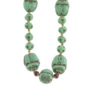 Early 20th century paste scarab necklace