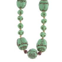 Early 20th century paste scarab necklace