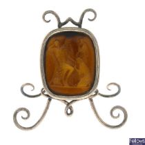 Late 19th glass tassie, in easel mount