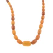 Graduated amber bead necklace