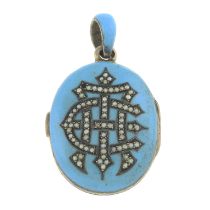 Late 19th split pearl & enamel locket pendant