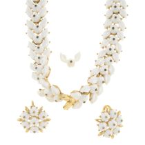 Mid 20th c. floral earrings & necklace, by Trifari