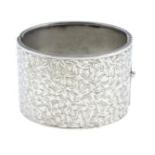 Mid 20th century silver engraved cuff bangle