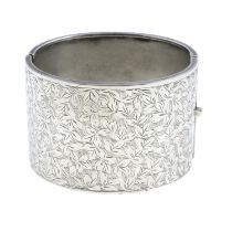 Mid 20th century silver engraved cuff bangle