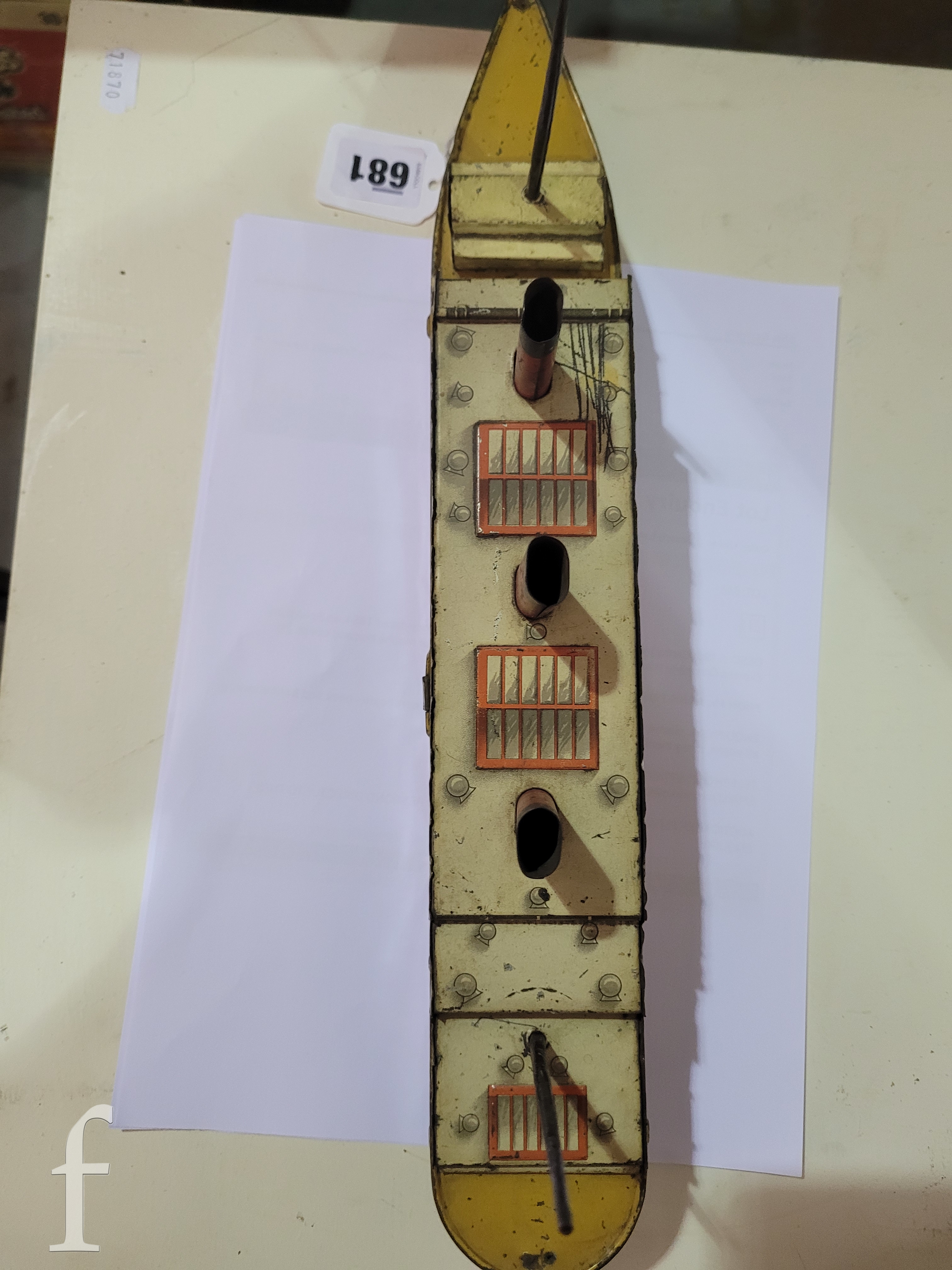 A Crawford and Son biscuit tin, modelled as a Ocean liner ship 'Berengaria', length 40cm. - Image 2 of 3