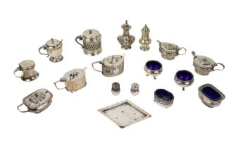 Silverware: Collection of late Georgian / Victorian / Edwardian Dinner Silverware, comprising salts,