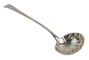 A fine quality Irish 18th Century silver shell design Soup Ladle, by Michael Keating, Dublin 1771,