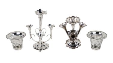 An English silver Epergne of trumpet and pierced form, on a shaped base, approx. 20cms (8") high
