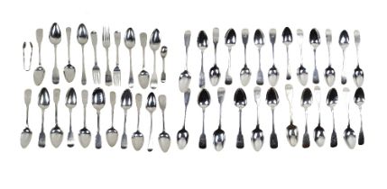 Silverware: A large collection of Irish & English silver crested, monogrammed Spoons, (some Forks)