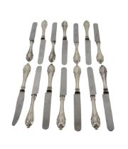 Silver: A set of 14 Victorian Lily pattern silver handled Dinner Knives, Elkington & Co., Birmingham