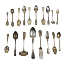 Silverware:  A collection of English, Irish, Scottish Flatware, comprising serving, dessert and