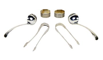 Silverware: An Irish Georgian silver Sugar Tongs, Dublin, Richard Archbold, c. 1810's; another