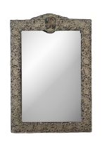 A very large ornate silver Table Mirror,  the top decorated with pierced cartouche on top,