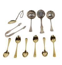 Silver: An English Victorian silver crested Kings pattern Sifter Spoon, by George William Adams; a