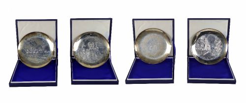 Silver: A set of 4 Royal Irish silver etched Commemorative Plates, to include: * Dean St. Patrick'