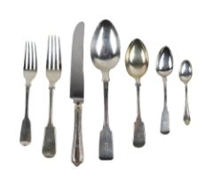Silverware: A large collection or part (composition) Canteen of silver Cutlery, comprising Forks,