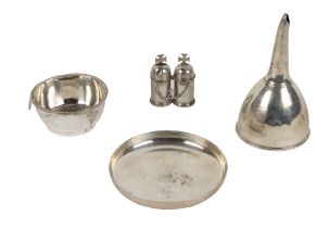 Silver: A Georgian period silver Wine Funnel, with monogram 'S', London c. 1809; a heavy crested